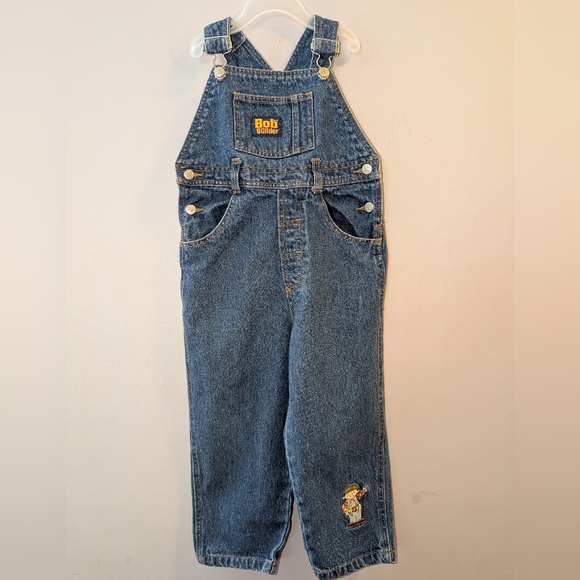 Bob The Builder Other - 👷‍♂️ Vintage Bob The Builder Construction Themed Kids Blue Denim Overalls 3X 3T
